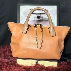 Chloe Baylee Bicolor Leather 2 Way Handbag w/ Shoulder Strap and COA